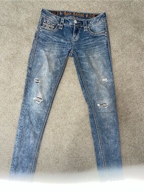 Rock Revival The Kaylee-Skinny Jeans - Washed Blue Distressed